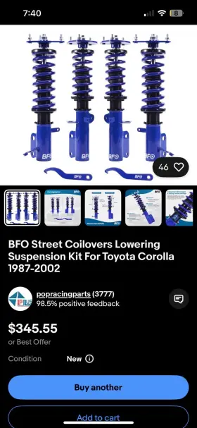 Gf36t2 Bfo Street Coilovers Lowering Suspension Kit For Toyota Corolla 1987-2002