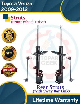 333434l Fcs New Oe Rear Strut With Sway Bar Links For 2009-2012 Toyota Venza 2wd 9yr Warranty