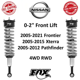 983-02-054 Fox Shocks 2.0 Coil-over Pair 0-2 Inch Front Lift Fits 05-21 Nissan Frontier 4wd Rwd 983-02-054 Fox Shocks 2.0 Coil-over Pair 0-2 Inch Front Lift Fits 05-21 Nissan Frontier 4wd Rwd