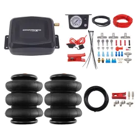 Rpd0l4 Maxpeedingrods 2x Air Ride Triple Bellow Bag Standard 2600 Lb 1/2 Inch Npt Compressor Kit
