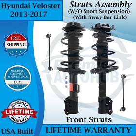 Monroe 172800 Oem Front Struts With Sway Bar Links For 2013-2017 Hyundai Veloster 9yr War