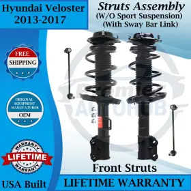 172800 Monroe Oem Front Struts With Sway Bar Links For 2013-2017 Hyundai Veloster 9yr War