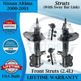 71675-71674 Monroe Oem Front Struts With Sway Bar Links For 2000-2001 Nissan Altima 9yr Warran