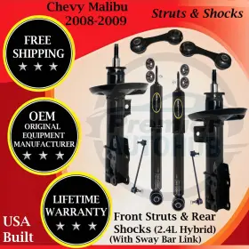 72199 Monroe 72200 Oem Front Strut And Rear Shock With Sway Bar Links For 2008-2009 Chevy Malibu