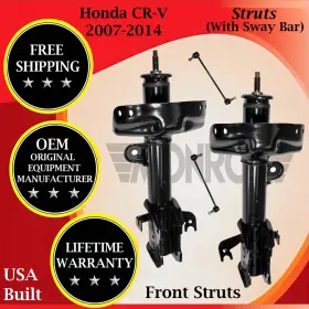 72492-72491 Monroe Oem Front Struts With Sway Bar For 2007-2014 Honda Cr-v Lifetime Warranty