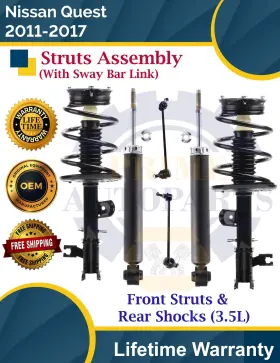 920401 Prt Front Strut With Sway Bar Links And Rear Shocks For 2011-2017 Nissan Quest 9yr Warra