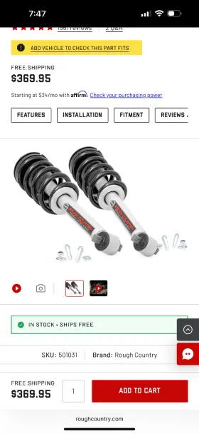 501031 Rough Country Gm 5in Lifted N3 Strut Loaded 07-13 1500 Pu