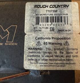 Rough Country 770768p M1 Monotube Shock Pair Part# 770739p