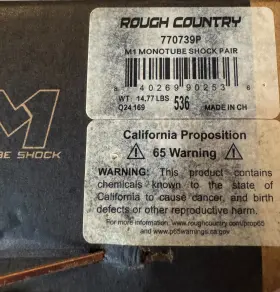 770739p Rough Country 770768p M1 Monotube Shock Pair Part#