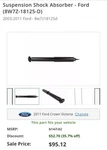 Suspension Shock Absorber Ford 8W7Z-18125-D 2003-2011 Different Vehicles New. Price: $89.98.