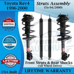 Monroe Oem Front Struts & Rear Shocks For 1996-2000 Toyota RAV4 4X4 9YR Warranty New. Price: $388.90.