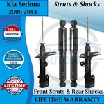 Monroe Oem Front Struts & Rear Shocks For 2006-2014 Kia Sedona Lifetime Warranty New. Price: $372.63.