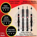 Kyb Oem Front Struts & Rear Shocks For 2015-2016 Lexus GX460 Lifetime Warranty New. Price: $436.55.