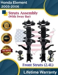 New Oe Front Struts W/sway Bar For 2003-2006 Honda Element Lifetime Warranty. Price: $321.91.