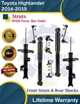 New Oe Front Strut & Rear Shock W/sway Bar Links For 2014-2019 Toyota Highlander. Price: $346.23.