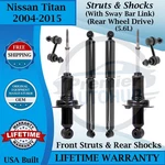 Monroe Oem Front Strut & Rear Shocks W/sway Bar Links 2004-2015 Nissan Titan 2WD New. Price: $331.67.