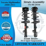 Monroe Oem Front Struts For 2008-2011 Toyota Highlander Lifetime Warranty New. Price: $329.68.