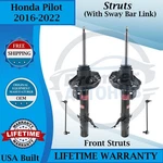 Kyb Oem Front Strut W/sway Bar Links For 2016-2022 Honda Pilot 3.5L 9YR Warranty New. Price: $343.00.