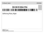Genuine Bmw Stiffening Plate, Right 33-30-9-504-174 New. Price: $301.94.