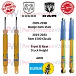 Bilstein B6 Front & Rear 0" Shock Absorber Set Fits 2009-2023 Dodge Ram 1500 4WD New. Price: $363.24.