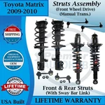 Monroe Oem Front & Rear Struts W/ Sway Bar For 2009-2010 Toyota Matrix 2WD New. Price: $535.46.